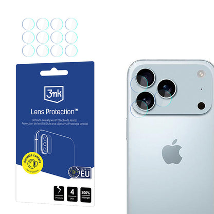 Beskyttelsesfilm til bagkameraet 3MK Protection til Apple iPhone 17 Pro, Hærdet glas, Sæt med 4 stykker, Gennemsigtig