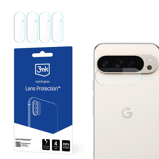 Beskyttelsesfilm til Bagkamera 3MK Protection til Google Pixel 9 Pro XL, Fleksibelt Glas, Sæt med 4 stk., Transparent