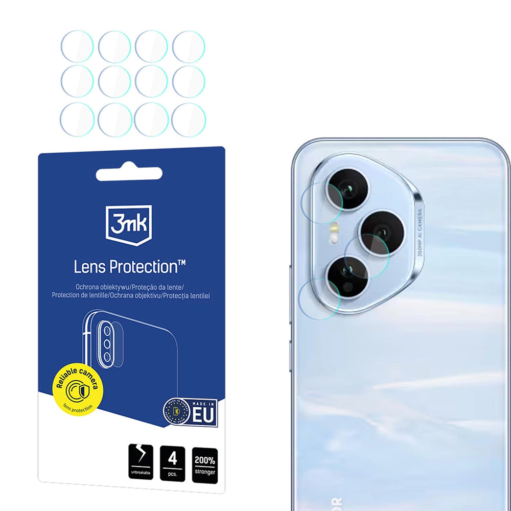 Beskyttelsesfilm til bagkamera 3MK Protection til Honor 400 Pro, Fleksibelt glas, Sæt med 4 stk., Transparent