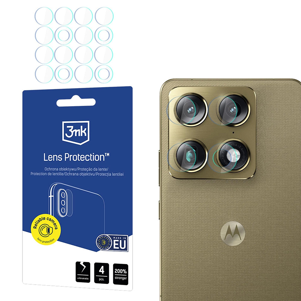 Back Camera Protection Film 3MK Protection for Motorola Edge 70 Ultra / Signature, Flexible Glass, Set of 4 pieces, Transparent