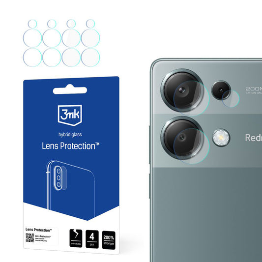 Beskyttelsesfilm til bagkamera 3MK Protection til Xiaomi Redmi Note 13 Pro 4G, Fleksibelt glas, Sæt med 4 stk., Transparent