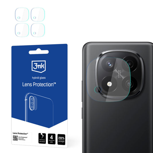 Beskyttelsesfilm til bagkamera 3MK Protection til Xiaomi Redmi Note 14 Pro+ 5G, Fleksibelt glas, Sæt med 4 stk., Transparent