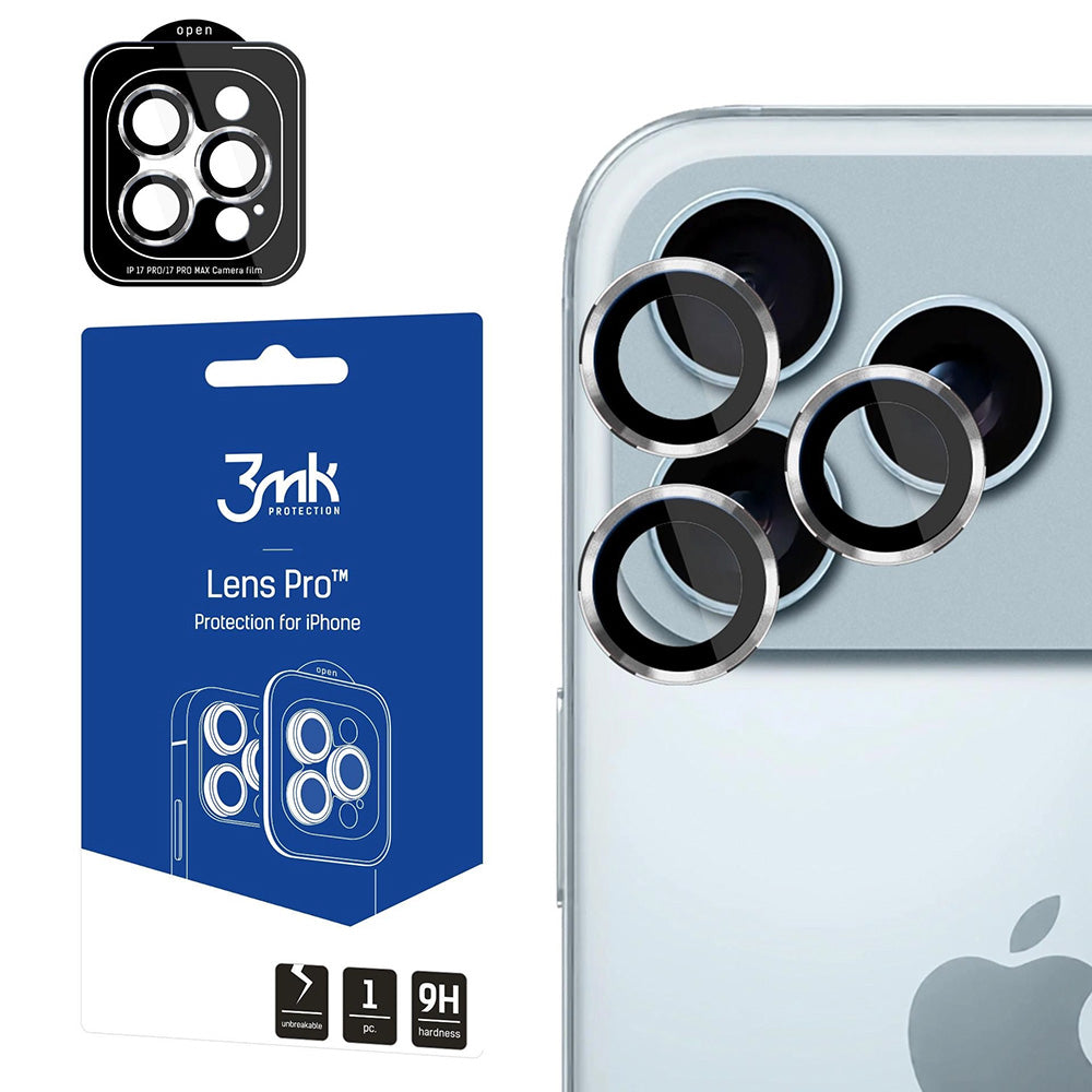 Beskyttelsesfilm til bagkameraet 3MK Protection Pro til Apple iPhone 17 Pro Max / 17 Pro, Hærdet glas, Sølvfarvet