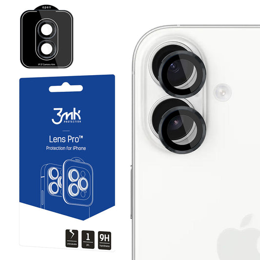 Beskyttelsesfilm til bagkameraet 3MK Protection Pro til Apple iPhone 17, Hærdet glas, Sort