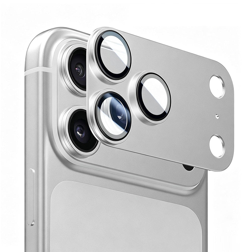 Blueo Integrated Metal Rear Camera Protector for Apple iPhone 17 Pro, Tempered Glass, Silver