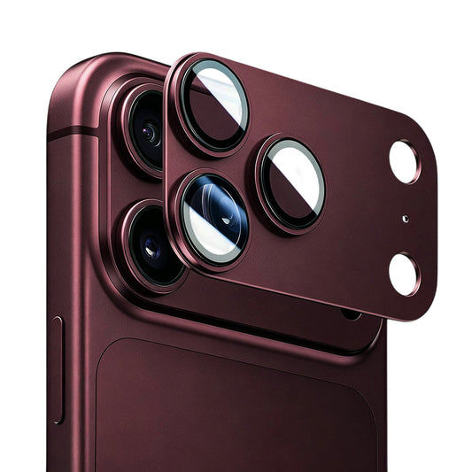 Blueo Integrated Metal Rear Camera Protector for Apple iPhone 18 Pro Max, Tempered Glass, Burgundy
