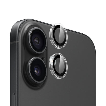 Blueo Metal Frame bagkamera beskyttelsesfilm til Apple iPhone 16 Plus / 16, hærdet glas, gennemsigtig