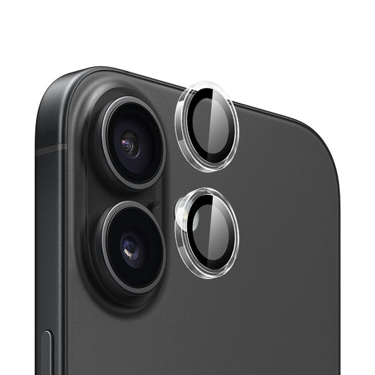 Blueo Metal Frame bagkamera beskyttelsesfilm til Apple iPhone 16 Plus / 16, hærdet glas, gennemsigtig