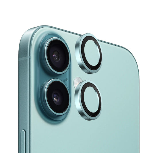 Blueo Metal Frame bagkamera beskyttelsesfilm til Apple iPhone 16 Plus / 16, hærdet glas, grøn