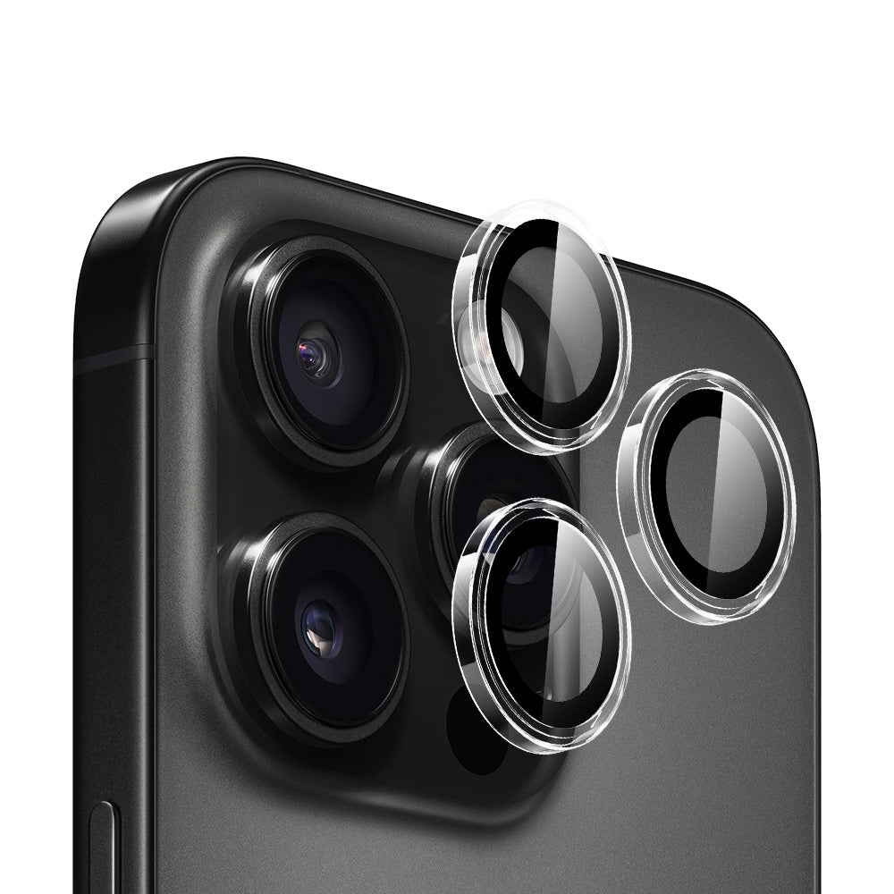 Blueo Metal Frame bagkamera beskyttelsesfilm til Apple iPhone 16 Pro Max / 16 Pro, hærdet glas, gennemsigtig