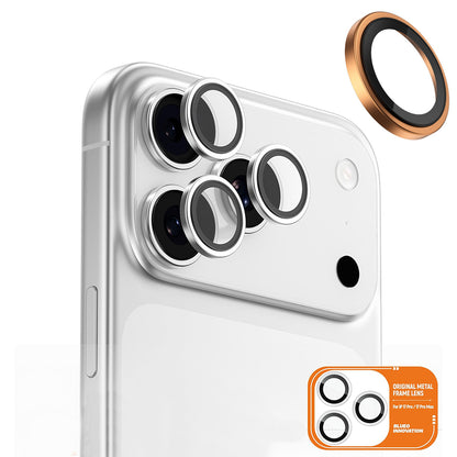 Beskyttelsesfilm til bagkameraet Blueo Metal Frame til Apple iPhone 17 Pro Max / 17 Pro, Hærdet glas, Orange