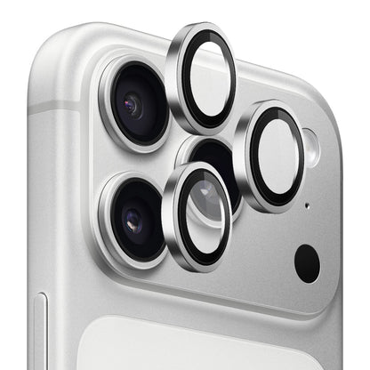 Blueo Metal Frame-beskyttelsesglas til bagkamera til Apple iPhone 18 Pro / 18 Pro Max, hærdet glas, sølvfarvet
