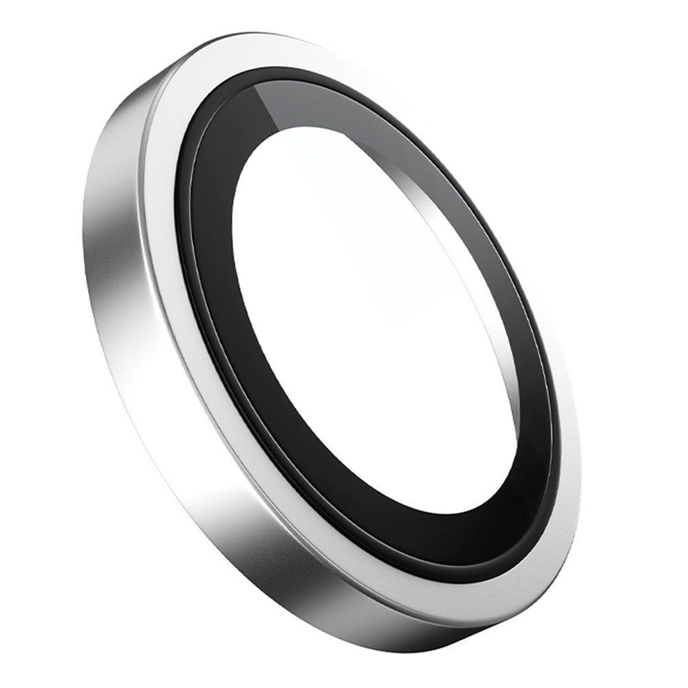 Blueo Metal Frame-beskyttelsesglas til bagkamera til Apple iPhone Duo, hærdet glas, sølvfarvet