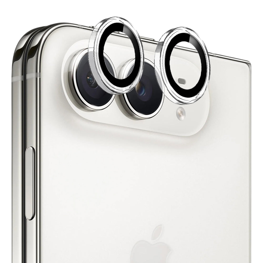 Blueo Metal Frame-beskyttelsesglas til bagkamera til Apple iPhone Duo, hærdet glas, transparent