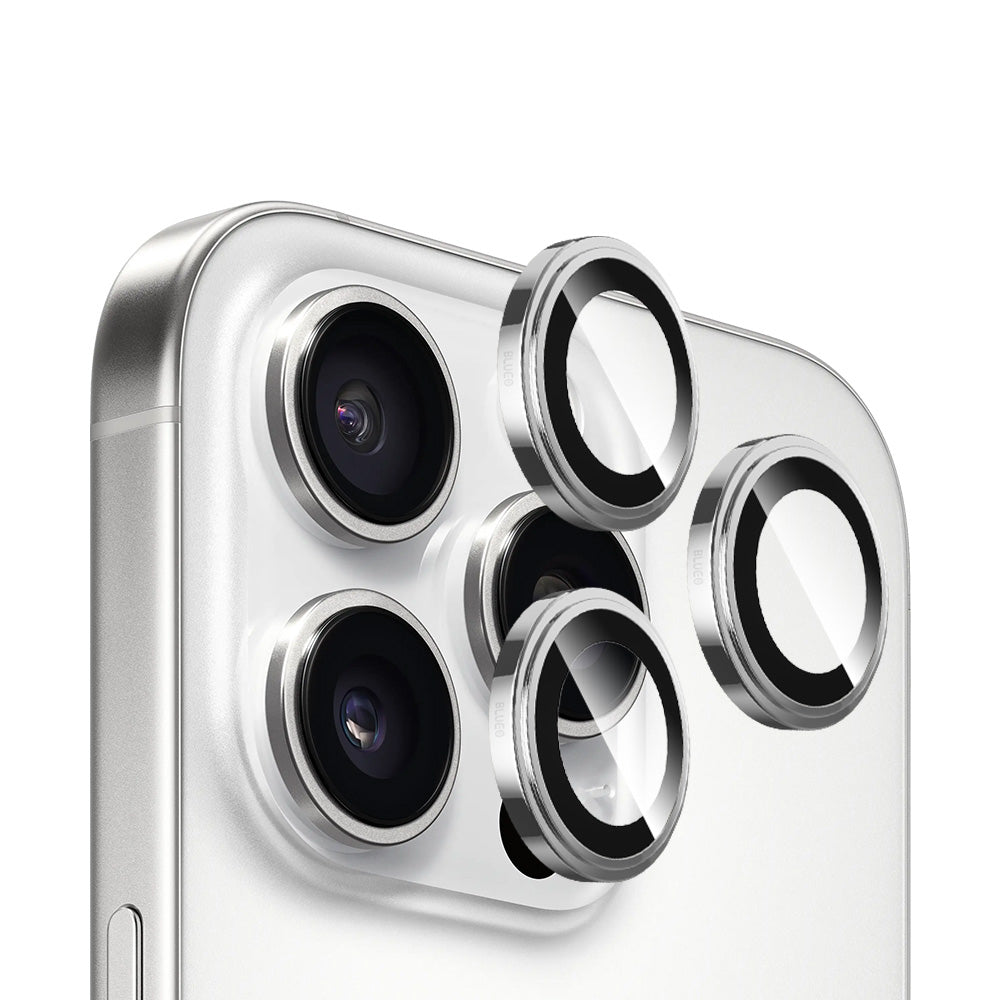 Blueo Sapphire Crystal bagkamera beskyttelsesfilm til Apple iPhone 16 Pro Max / 16 Pro, hærdet glas, sølv