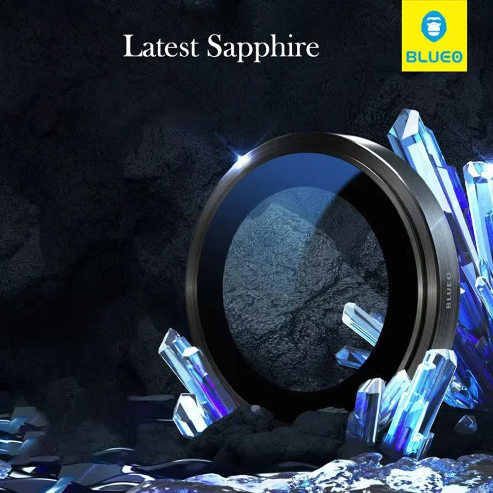 Blueo Sapphire Crystal bagkamera beskyttelsesfilm til Apple iPhone 16 Pro Max / 16 Pro, hærdet glas, sort