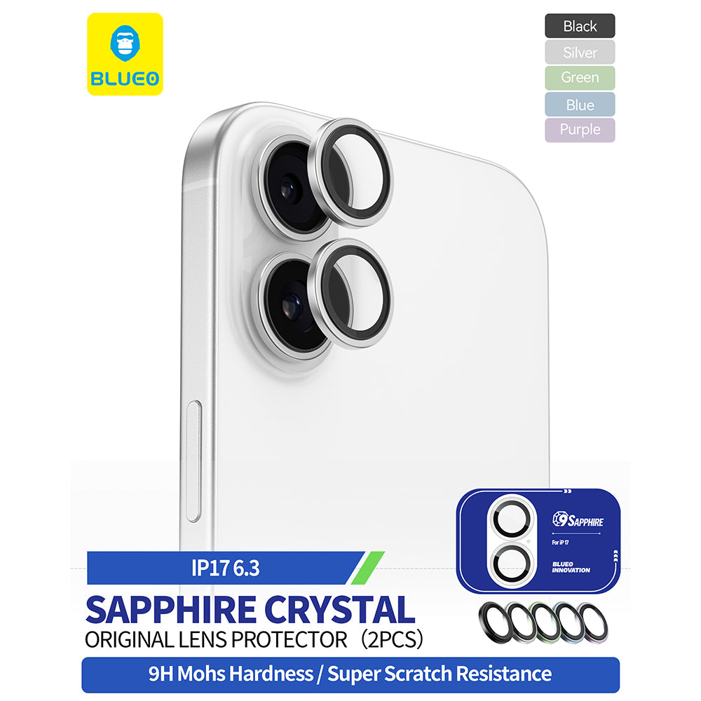 Beskyttelsesfilm til bagkameraet Blueo Sapphire Crystal til Apple iPhone 17, Hærdet glas, Blå