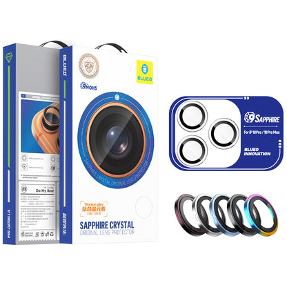 Blueo Sapphire Crystal-beskyttelsesglas til bagkamera til Apple iPhone 18 Pro / 18 Pro Max, hærdet glas, lyseblå
