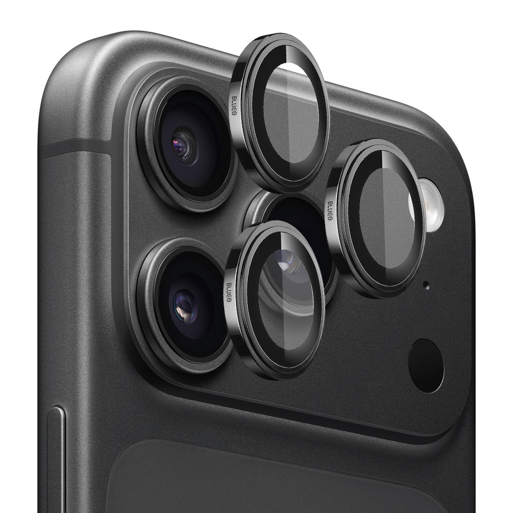 Blueo Sapphire Crystal-beskyttelsesglas til bagkameraet på Apple iPhone 18 Pro / 18 Pro Max, hærdet glas, sort