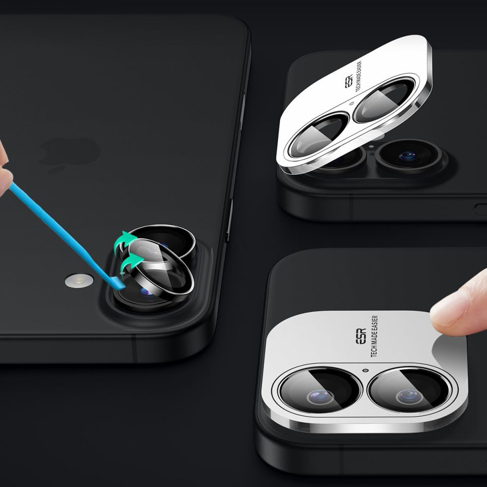 Beskyttelsesfilm til bagkamera ESR Armorite til Apple iPhone 17 / 16 Plus / 16, Hærdet glas, Sort