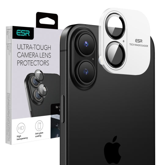 Beskyttelsesfilm til bagkamera ESR Armorite til Apple iPhone 17 / 16 Plus / 16, Hærdet glas, Sort