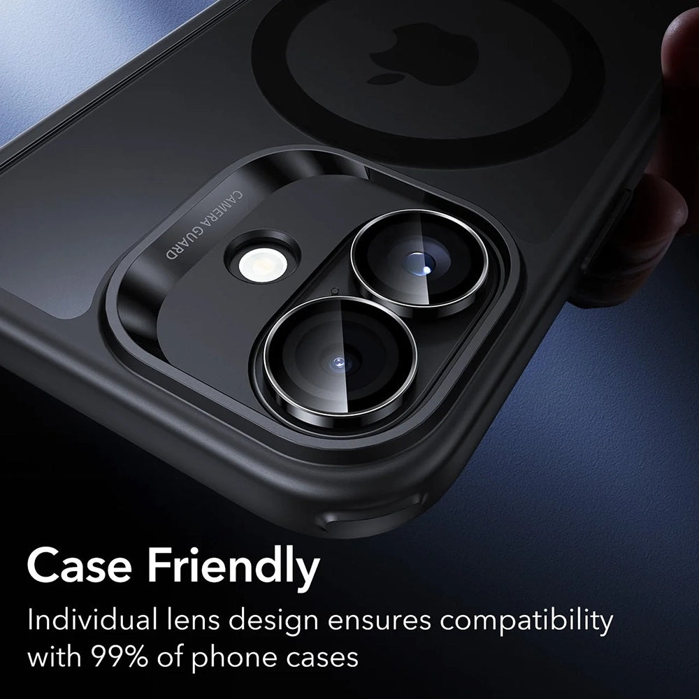 Beskyttelsesfilm til bagkamera ESR Armorite til Apple iPhone 17 / 16 Plus / 16, Hærdet glas, Sæt med 2 stykker, Sort