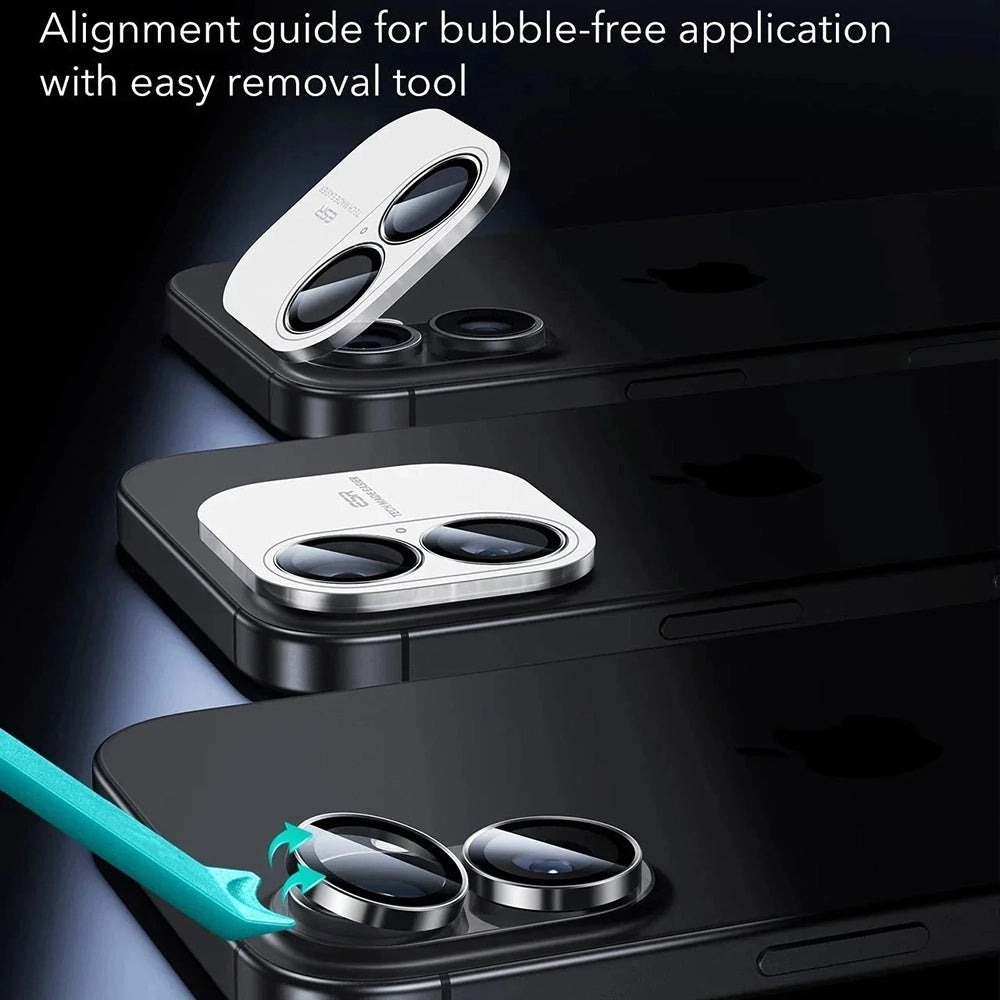 Beskyttelsesfilm til bagkamera ESR Armorite til Apple iPhone 17 / 16 Plus / 16, Hærdet glas, Sæt med 2 stykker, Sort