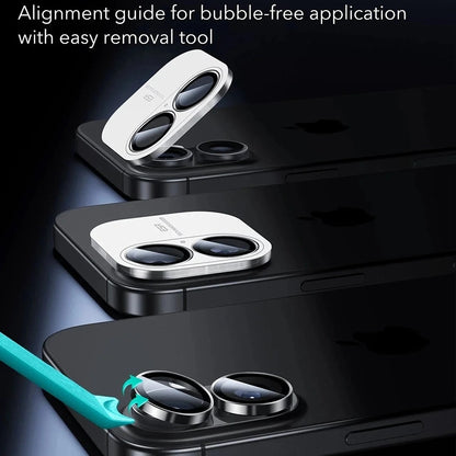 Beskyttelsesfilm til bagkamera ESR Armorite til Apple iPhone 17 / 16 Plus / 16, Hærdet glas, Sæt med 2 stykker, Sort