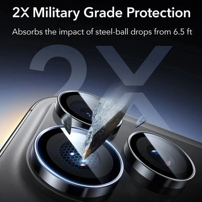Beskyttelsesfilm til bagkamera ESR Armorite til Apple iPhone 17 Pro Max, Hærdet Glas, Sæt med 2 stykker, Sort