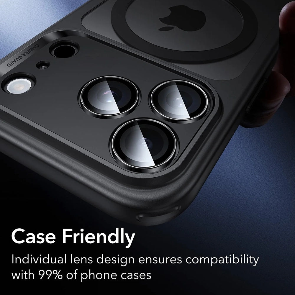 Beskyttelsesfilm til bagkamera ESR Armorite til Apple iPhone 17 Pro Max, Hærdet Glas, Sæt med 2 stykker, Sort