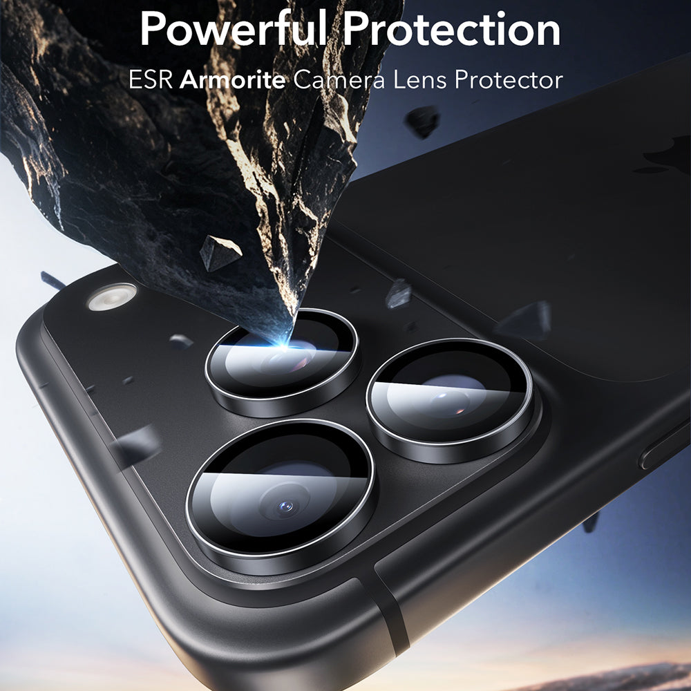 Beskyttersfolie til bagkamera ESR Armorite til Apple iPhone 18 Pro / 18 Pro Max, hærdet glas, sæt med 2 stk., sort