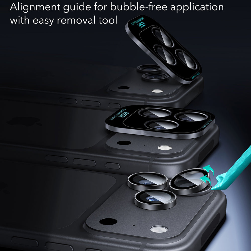 Beskyttersfolie til bagkamera ESR Armorite til Apple iPhone 18 Pro / 18 Pro Max, hærdet glas, sæt med 2 stk., sort