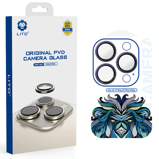 Beskyttelsesfilm til bagkamera Lito Titanium AR til Apple iPhone 17 Pro Max / 17 Pro, Hærdet glas, Marineblå