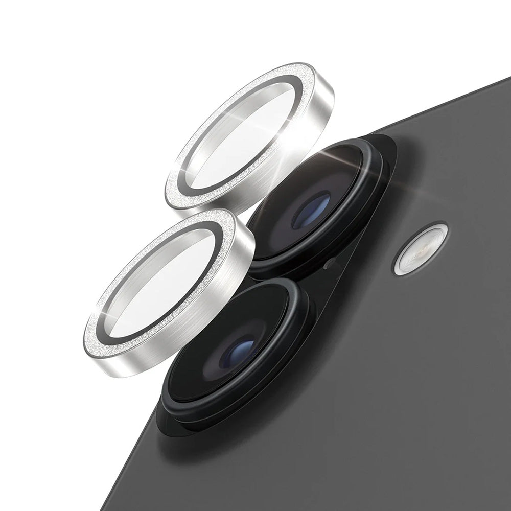 Beskyttelsesfilm til bagkamera PanzerGlass Hoops Glitter til Apple iPhone 17 / 16 Plus / 16, Hærdet glas, Sølvfarvet