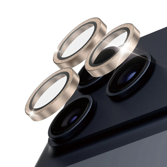 Beskyttelsesfilm til bagkameraet PanzerGlass Hoops Glitter til Apple iPhone 17 Pro Max / 17 Pro / 16 Pro Max / 16 Pro, Hærdet glas, Gylden