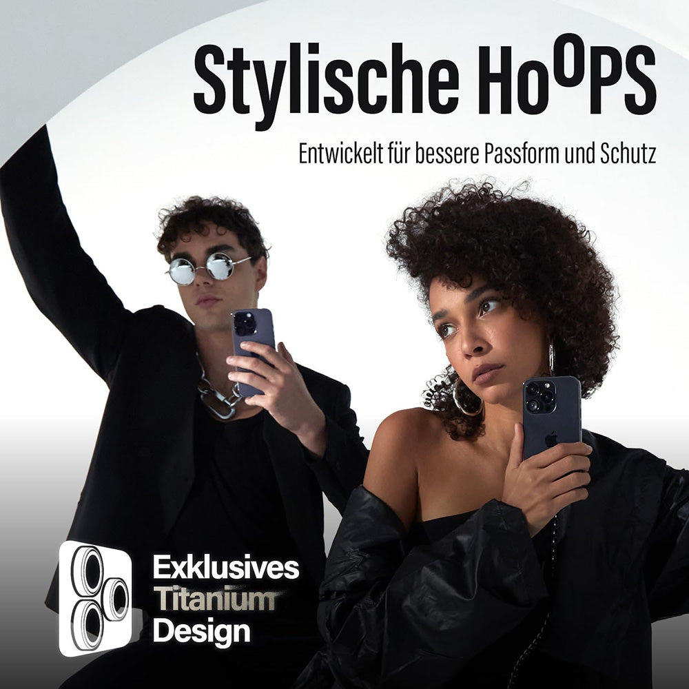 Beskyttelsesfilm til bagkameraet PanzerGlass Hoops til Apple iPhone 16 Pro Max / 16 Pro, Hærdet glas, Gennemsigtig