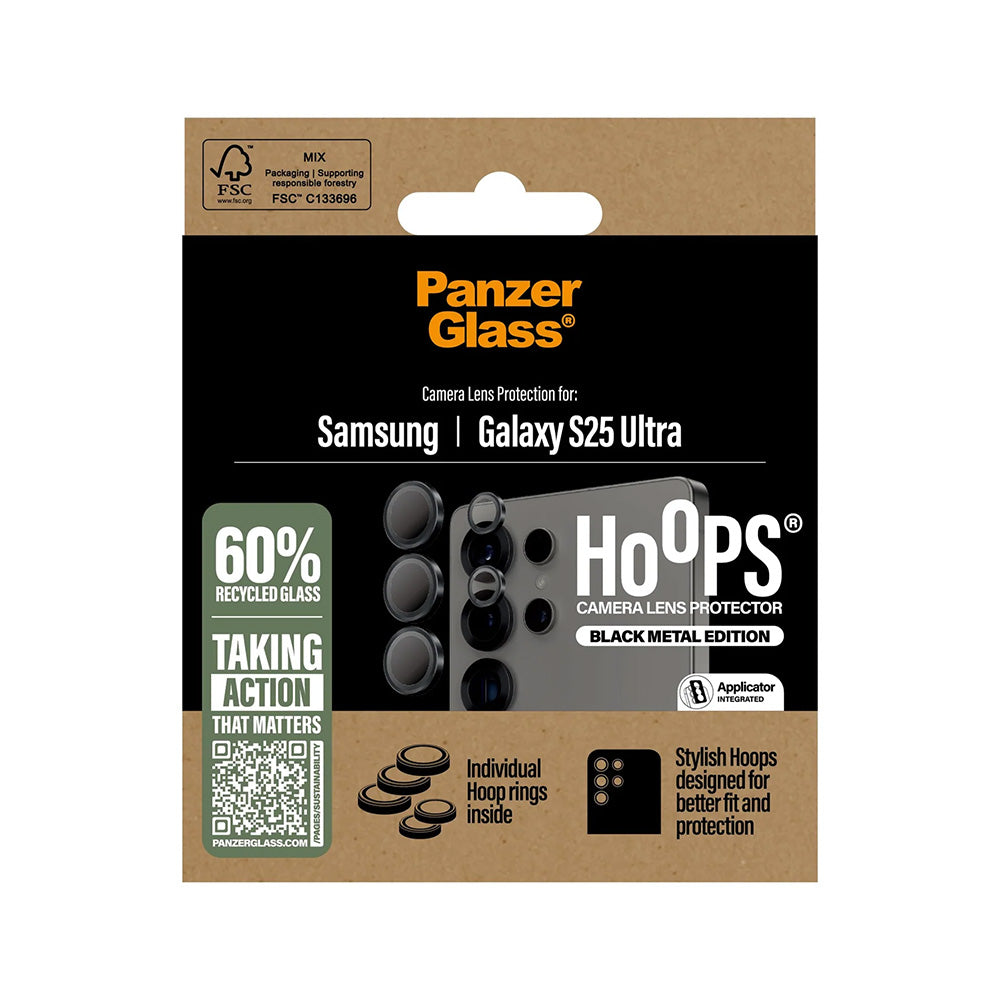 Bagskærmsbeskyttelsesfolie PanzerGlass Hoops til Samsung Galaxy S25 Ultra S938, Hærdet Glas, Sort
