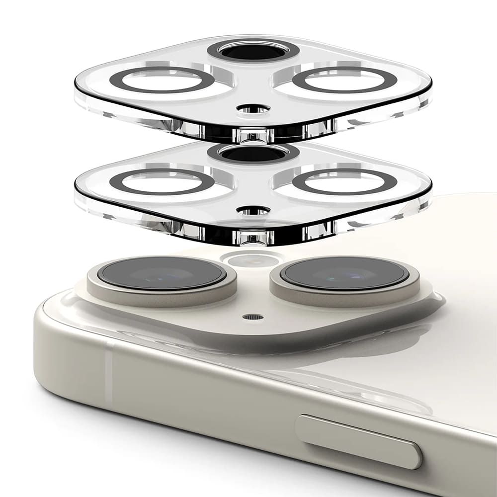 Beskyttelsesfilm til Ringke bagkamera for Apple iPhone 15 Plus / 15, Hærdet glas, Sæt med 2 stykker, Gennemsigtig