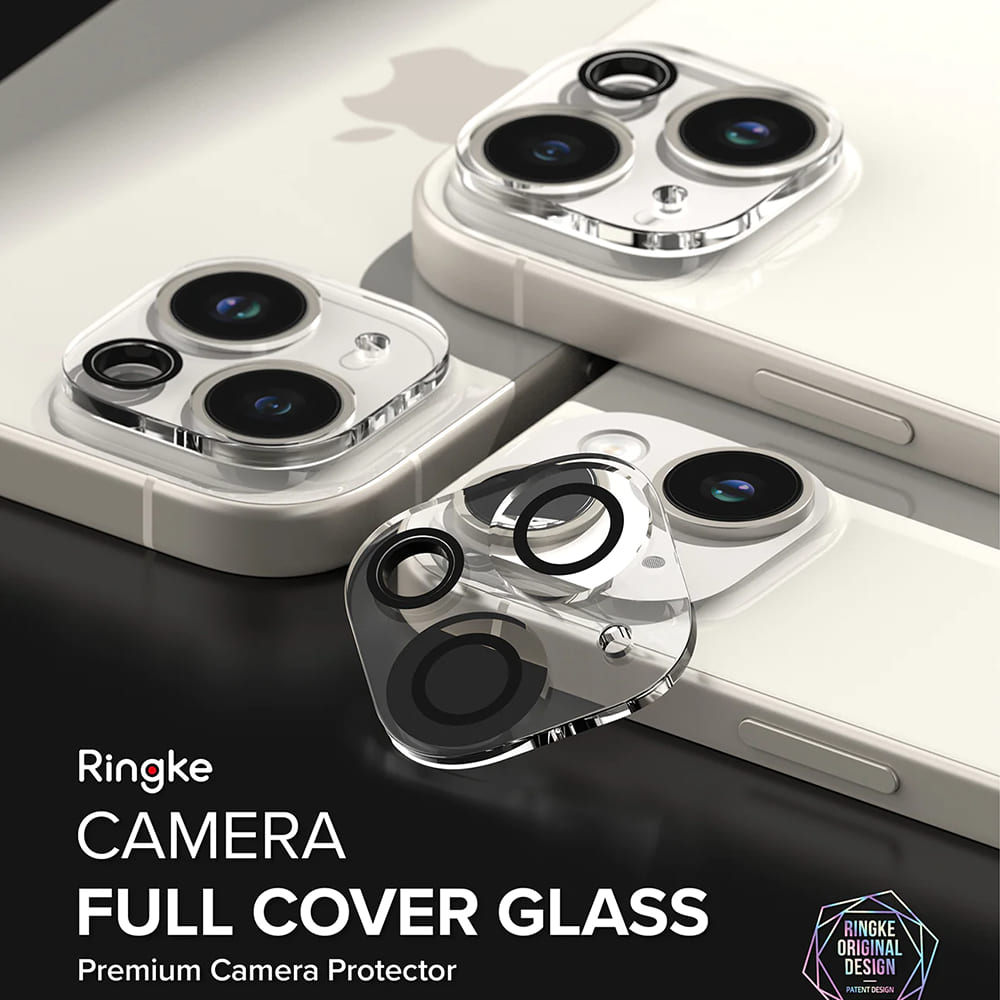 Beskyttelsesfilm til Ringke bagkamera for Apple iPhone 15 Plus / 15, Hærdet glas, Sæt med 2 stykker, Gennemsigtig