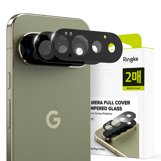 Ringke bagkamera beskyttelsesfilm til Google Pixel 11 Pro, hærdet glas, sæt med 2 stk., sort