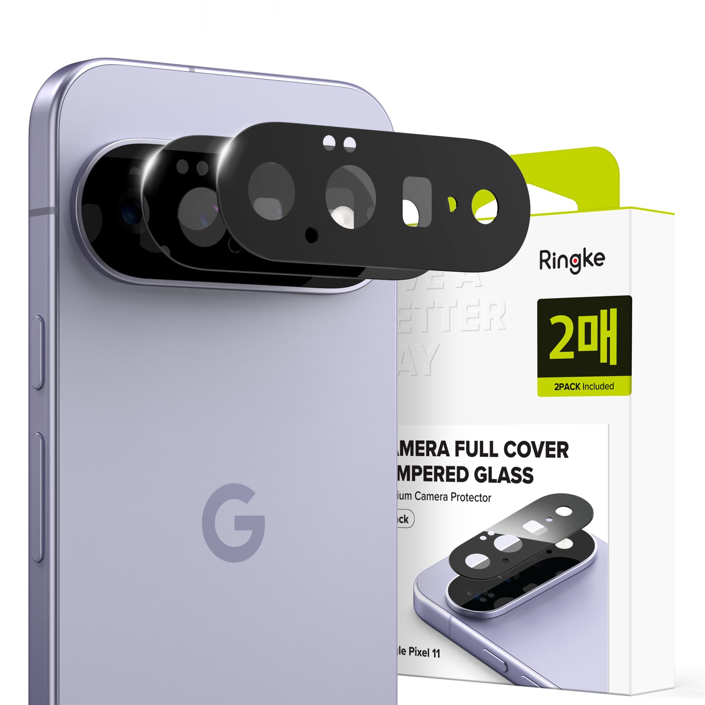 Ringke beskyttelsesfilm til bagkamera til Google Pixel 11, hærdet glas, sæt med 2 stk., sort