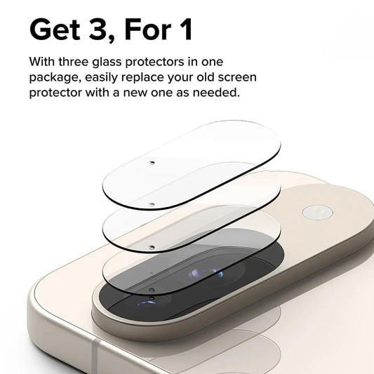 Beskyttelsesfilm til Ringke bagkamera for Google Pixel 9, Hærdet glas, Sæt med 3 stykker, Gennemsigtig