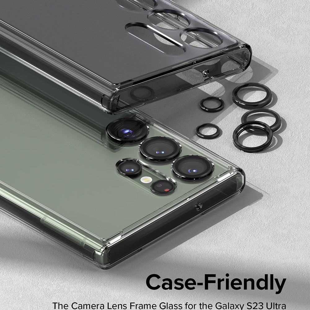 Beskyttelsesfilm til Ringke bagkamera for Samsung Galaxy S23 Ultra S918, Hærdet glas, Sort