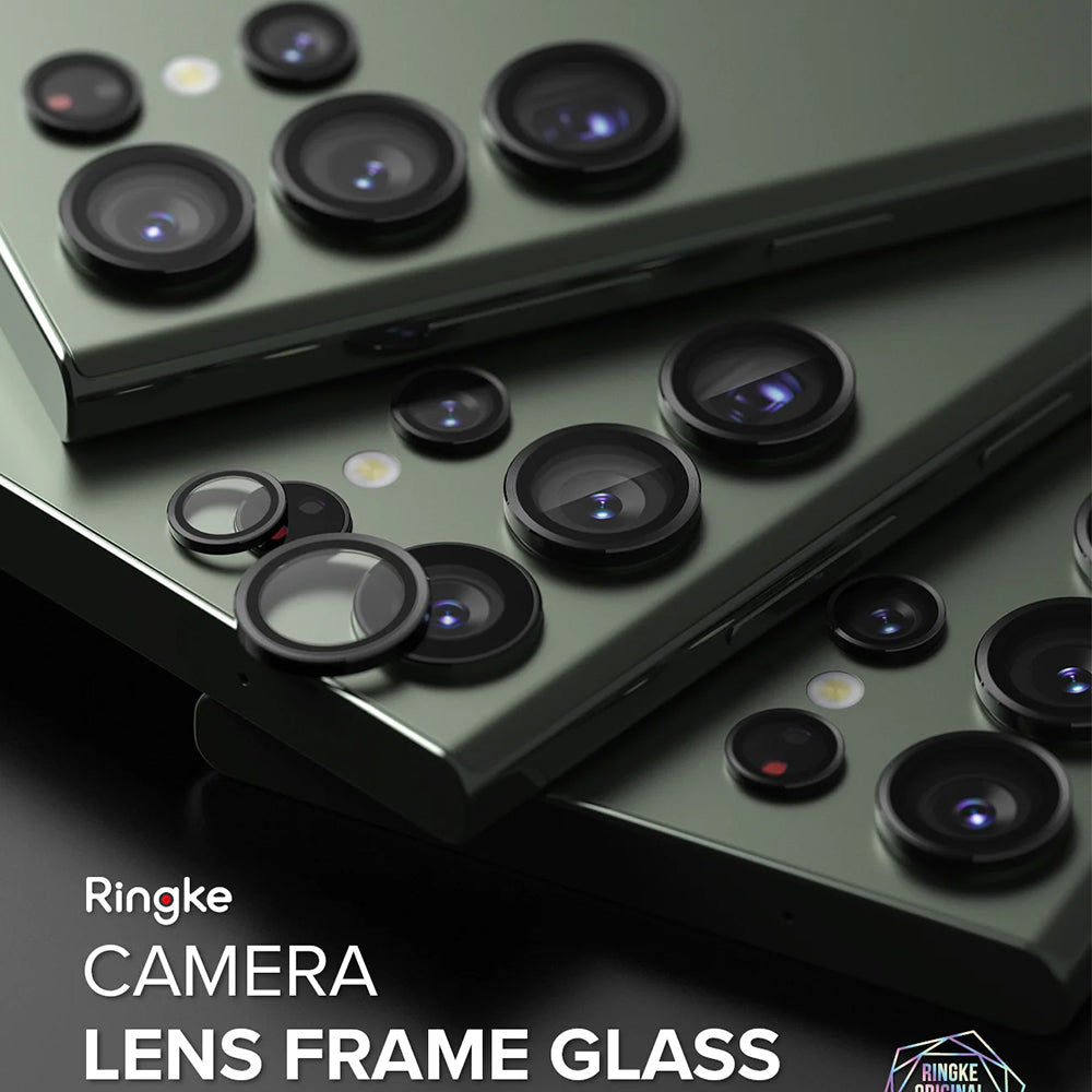 Beskyttelsesfilm til Ringke bagkamera for Samsung Galaxy S23 Ultra S918, Hærdet glas, Sort