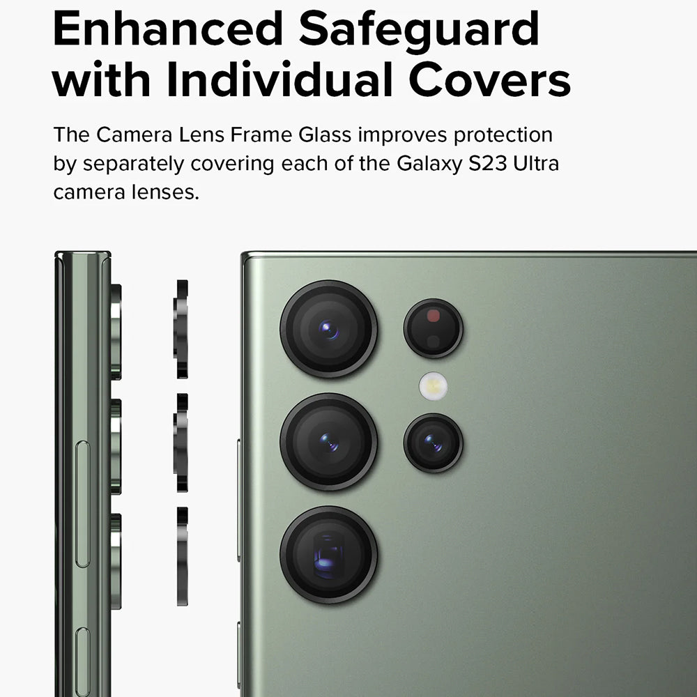 Beskyttelsesfilm til Ringke bagkamera for Samsung Galaxy S23 Ultra S918, Hærdet glas, Sort