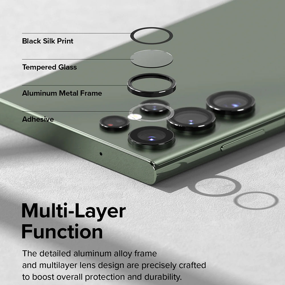 Beskyttelsesfilm til Ringke bagkamera for Samsung Galaxy S23 Ultra S918, Hærdet glas, Sort