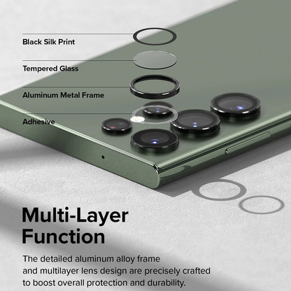 Beskyttelsesfilm til Ringke bagkamera for Samsung Galaxy S23 Ultra S918, Hærdet glas, Sort