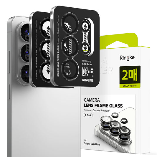 Beskyttelsesfilm til Ringke bagkamera for Samsung Galaxy S26 Ultra, Hærdet glas, Sæt med 2 stykker, Sort