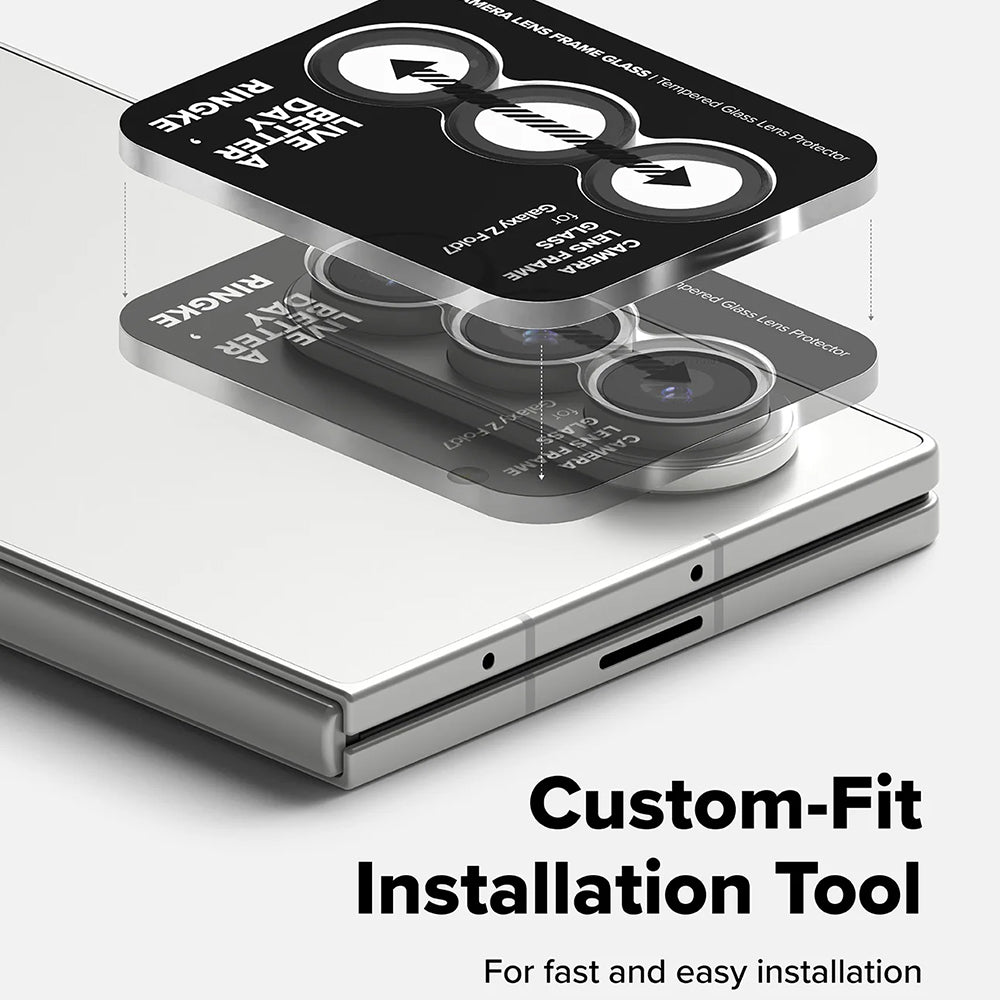 Beskyttelsesfilm til Ringke bagkamera for Samsung Galaxy Z Fold7 F966, Hærdet glas, Sæt med 2 stykker, Sort