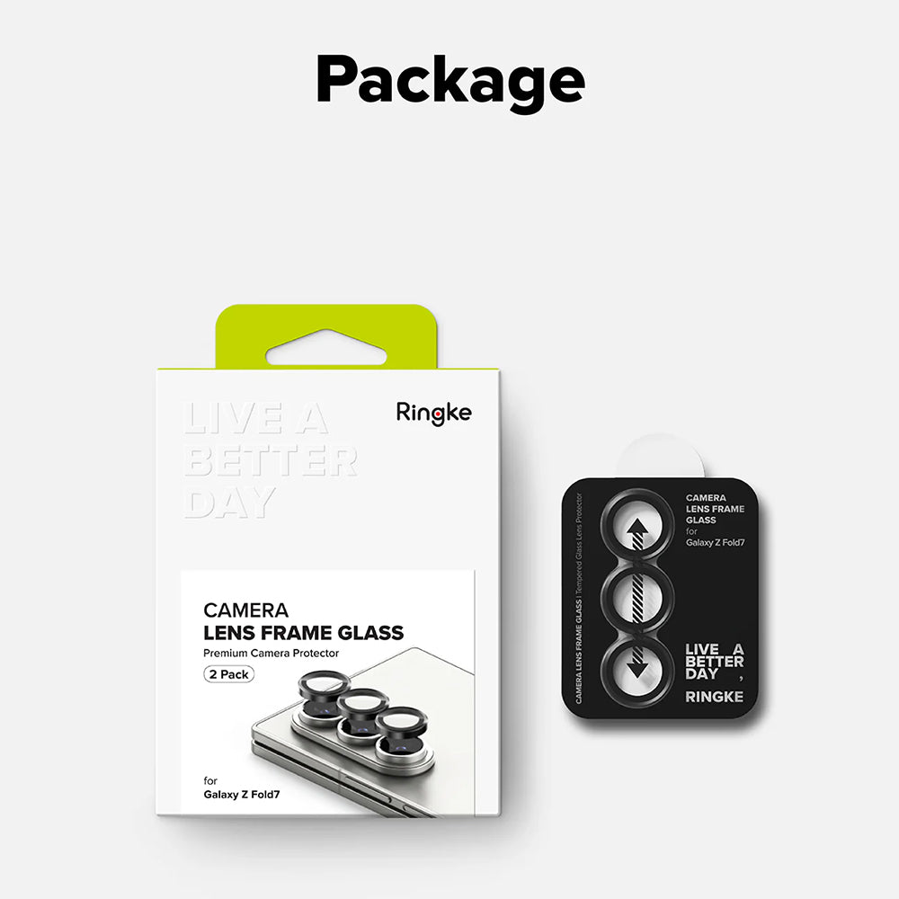 Beskyttelsesfilm til Ringke bagkamera for Samsung Galaxy Z Fold7 F966, Hærdet glas, Sæt med 2 stykker, Sort